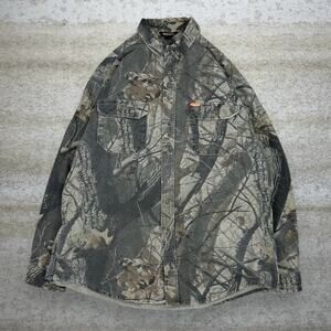 Vintage 90s Woolrich Realtree Button Up Shirt Mens 2XL Hunting Camo Long Sleeve
